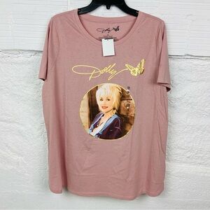 DOLLY pink short sleeve Dolly Parton buttonfly profile picture shirt SZ 1X & 2X